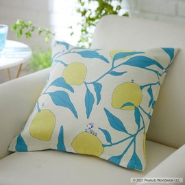 Suminoe P040C Cushion Cover, Yellow, 17.7 x 17.7 inches (45 x 45 cm), PEANUTS Camp Lemon, Pack of 1
