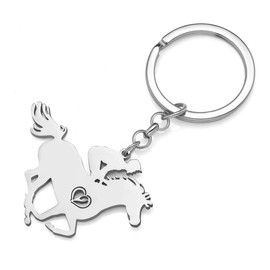 BAMAY Stainless Steel Running Horse Keychain Car Key Ring Novelty Jewelry Horse Gifts for Women Girls Farms Animals Charms (Silver-Plated B)