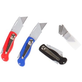 The Lakeside Collection Folding Utility Knife Set of 3 Comfort Grip 10 Replacement Blades