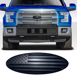 ZSJO 12 inch Emblem for Ford,Front Grille Tailgate Rear Aluminum Overlay American Flag Black Emblem Fit for Ford F250 F350 Super Duty 2017-2022.(12" Black) (Black, 9.5 inch)