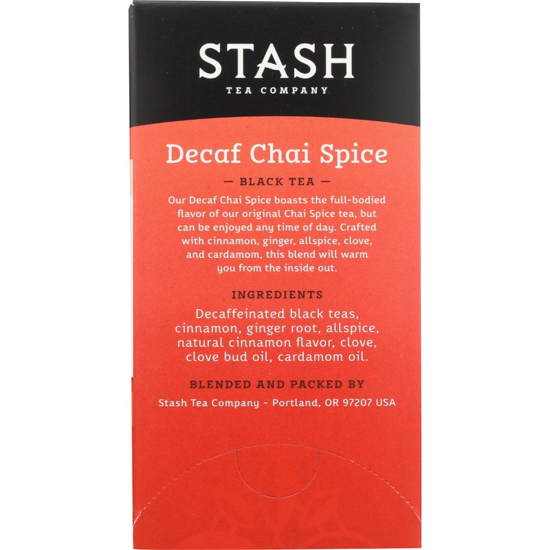 Stash Tea, Tea Chai Spice Decaf, 18 Count