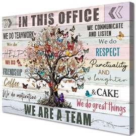 DUO AI HOME Vintage Office Pictures Wall Decor Butterfly Tree Canvas Prints Inspirational Saying Aesthetic Office Decor Sign Rustic Motivational Wall Art Decoration Framed Artwork 12x16 Coworker Gift