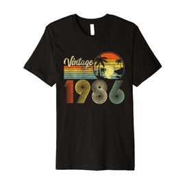 40 Years Old Gifts Vintage Born In 1986 Retro 40th Birthday Premium T-Shirt