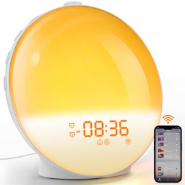 Dekala Sunrise Alarm Clock, Smart Wake Up Light, APP Control, Sunrise Sunset Simulation, Sleep Sound Machine, Dual Alarms, FM Radio, Natural Sounds, for Heavy Sleepers Adults, Ideal Gift