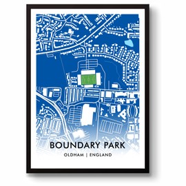 GroundDesigns OLDHAM ATHLETIC Football Gift BOUNDARY PARK Stadium Art Map Unframed A3 Print OAFC
