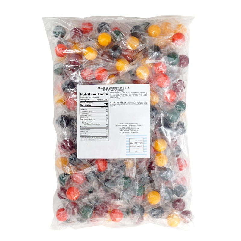 Jawbreakers Candy, 3 Pound Candy Bulk (Approx. 260 Pieces), Individually
