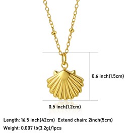 SKENUDY Shell Necklace for Women Boho stainless steel waterproof Beach 14K Gold Chain Charm Necklace Trendy Summer Ocean Jewelry