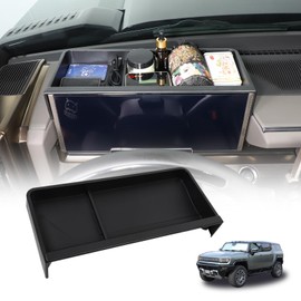 Center Console Organizer Dash for Hummer EV Accessories Dashboard Insert Tray Storage Box Behind Screen Organizer Dash Storage Tray Compatible with Hummer EV SUV Pickup 2022-2024 2025+ (ABS Black)