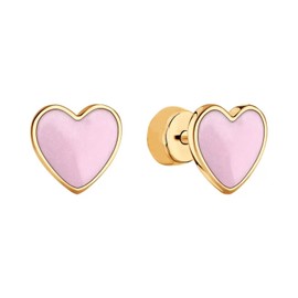 Heart Earrings for Sensitive Pierced Ears, Lightweight Gold Cute Earrings Kids (Pink, 5.5mm x 75mm)