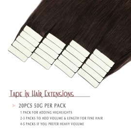 SURNEL 18 inch Tape in Hair Extensions Human Hair Balayage Color 2 Dark Brown Fading to 6 and 18 Ash Blonde Tape in Hair Extensions 20 pcs 50g(#2/6/18-18)