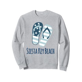 Siesta Key Blue Stripes Nautical Coastal Beach Flip Flops Sweatshirt