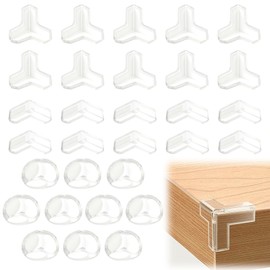 30 Stück Transparent Kantenschutz, 3 Form Gummi Tisch-Eckenschutz, Weich Eckenschutz, Tischkantenschutz, Schutz der Familie Harter Eckenschutz, Selbstklebender Eckenschutz für Verschiedene Möbel