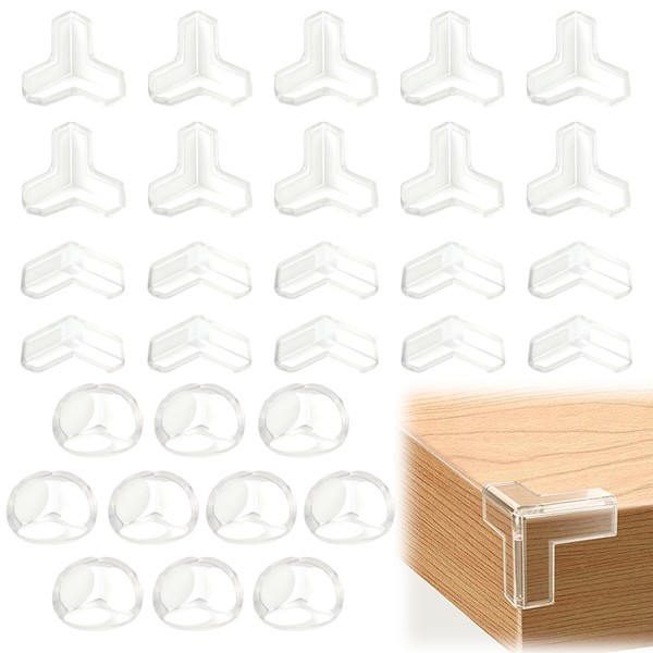 30 Stück Transparent Kantenschutz, 3 Form Gummi Tisch-Eckenschutz, Weich Eckenschutz,