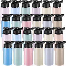 Foaincore 24 Pcs Water Bottles Bulk Aluminum 17 oz Metal Sports Gym Hiking Reusable Bottles Gift for Kids Christian Charity Donation Supplies Samaritan's Purse Operation Christmas