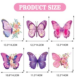 Butterfly Birthday Party Decorations Set, 19 Pieces, Purple and Pink Banner with Hanging Swirls and Cupcake Toppers