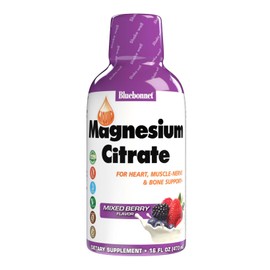 Bluebonnet Nutrition Magnesium Citrate 420 mg - Calm Mind & Body* – Supports Heart, Muscle & Sleep* - Non-GMO, Vegan, Kosher, Gluten-Free, Soy-Free, Milk-Free - 16 FL OZ, Mixed Berry Flavor