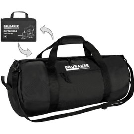 BRUBAKER Foldable Travel Bag - 7.9 gal (36L) Duffle Bag Black - Convertible Weekender Sports Bag - Medium-Size for Travelling, Holidays, Fitness - Lightweight Folding Training Bag for Men and Women