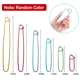 Proxima Direct 12PCS Crochet Knitting Needle Aluminum Yarn Stitch Holders Safety Pins for Sweater, Knitting Notions, Sewing (6 Sizes)