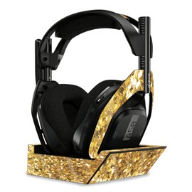 MightySkins Glossy Glitter Skin Compatible with Astro A50 Wireless Headphones + Base Station (Gen 4) - Gold Chips | Protective, Durable High-Gloss Glitter Finish | Easy to Apply | Made in The USA