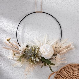 LOMOHOO Door Wreath Decoration, Artificial Flowers Wreath, Garland, Welcome Garland, Door Wreath, Autumn Wall Wreath, Metal Decorative Rings for Wedding, Living Room