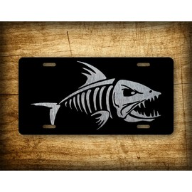 SignsAndTagsOnline.com Silver Bonefish License Plate Bass Bone Fish Skeleton Silhouette Auto Tag