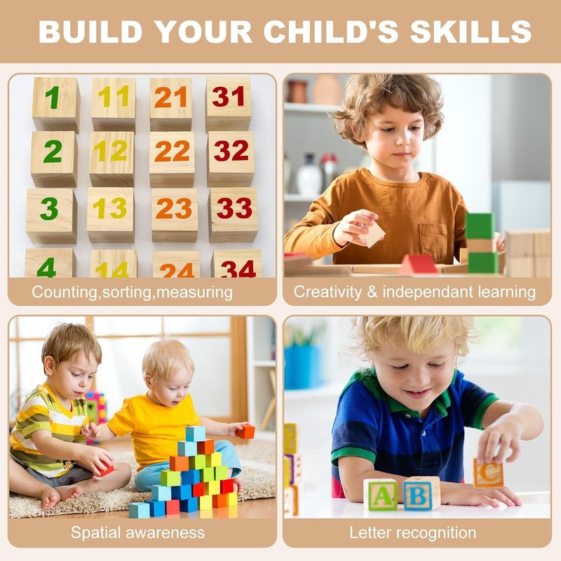 3 Inch Wooden Blocks for Crafts, 8Pack 75mm Unfinished Wood