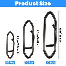 Mabor 30 Pcs Fishing Speed Clips, High Strength Stainless Steel Power Speed Clips for Fishing Lures Quick Replacement, Saltwater, Freshwater