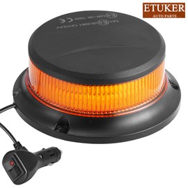ETUKER 12 V 24 V yellow rotating beacon, magnetic flash light, orange, 7 x flash patterns, car warning light, magnetic car tractor truck