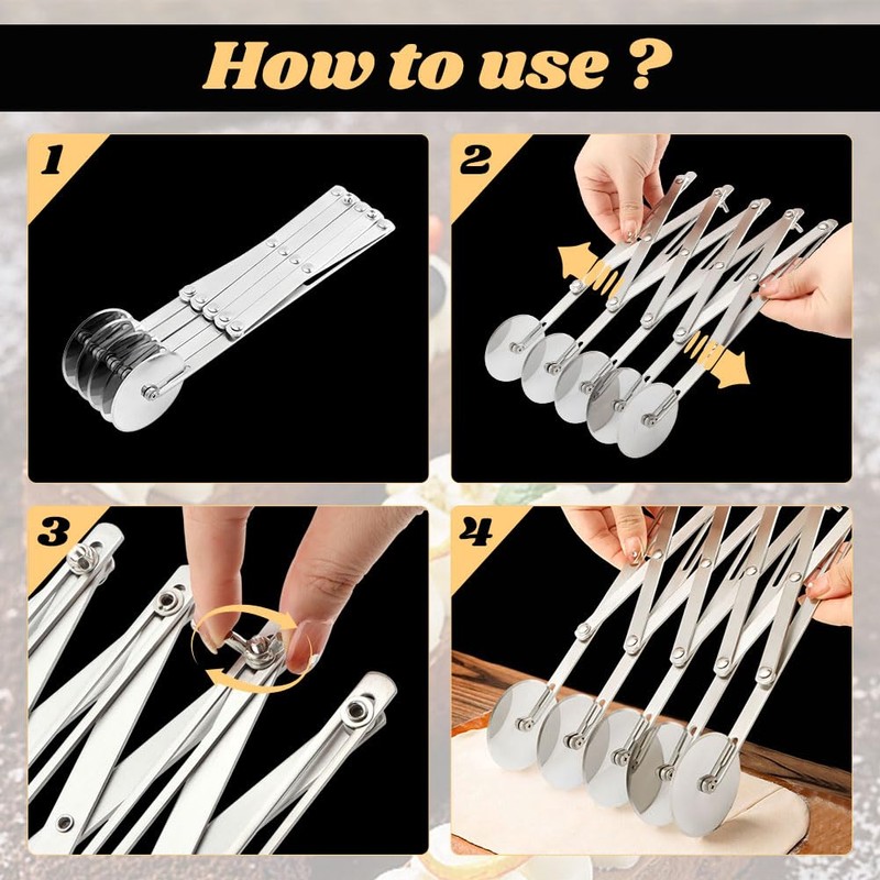 5 Wheel Stainless Steel Pizza Cutter with Double Wheel Dough