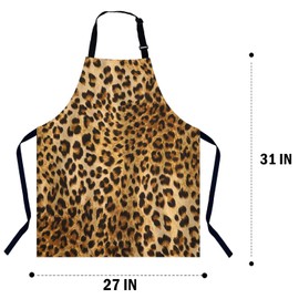 BGBDEIA Leopard Apron for Women Men, Adjustable Apron Cooking Kitchen Chef Apron for Home Kitchen, Baking Gardening BBQ, Coffee House, Restaurant