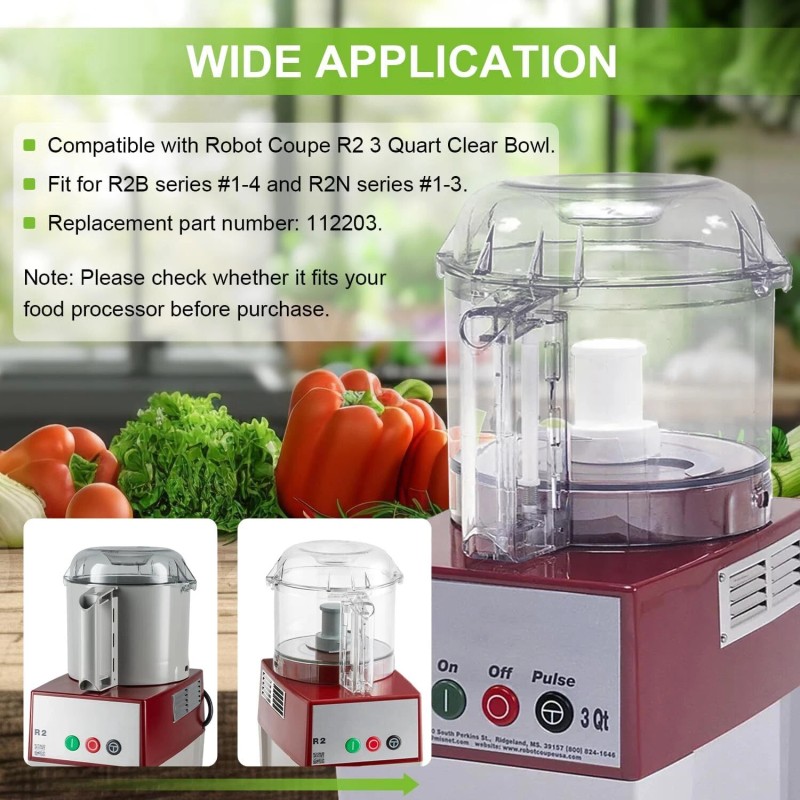 for Robot Coupe R2 Food Processor 3 Quart Clear Cutter