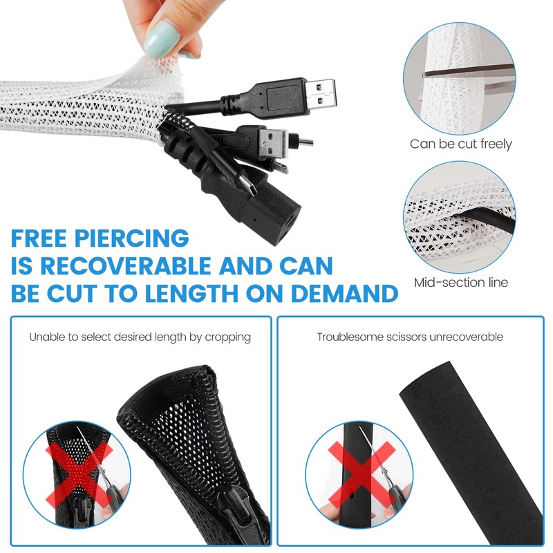 YIUTERA Organizador de Cables, Manguitos de Cable Cubre Cables Protector