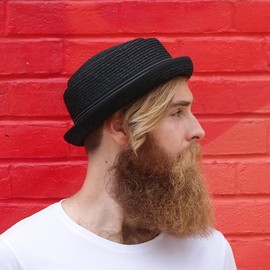 DASMARCA Rico Black Braided Summer Paper Straw Telescope Crown Retro Porkpie Hat - M