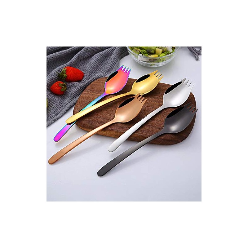 MBB 6-Pack Sporks Salad Forks Noodle Spoon Stainless Steel Spork