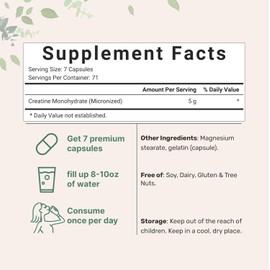 Creatine Monohydrate 5,000mg – 500 Capsules, Micronized for Easy Absorption, Pre-Workout & Muscle Support, Keto & Non-GMO