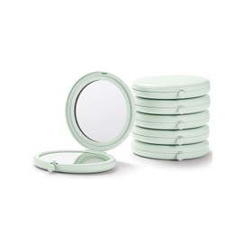 Getinbulk Compact Mirror for Purse, Pack of 6 Double-Sided 1X/2X Magnifying Metal Pocket Makeup Mirrors(Round, Cyan)