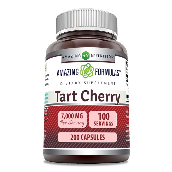 Amazing Formulas Tart Cherry Extract 7000mg Per Serving Capsules Supplement | Non-GMO | Gluten Free | Made in USA (200 Count)