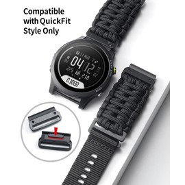 BINLUN Compatible with Garmin Watch Band 20mm/22mm/26mm 550 Paracord Rugged Military Braided Nylon Watch Strap Design for Garmin Fenix/Fit for Forerunner for MARQ for Descent