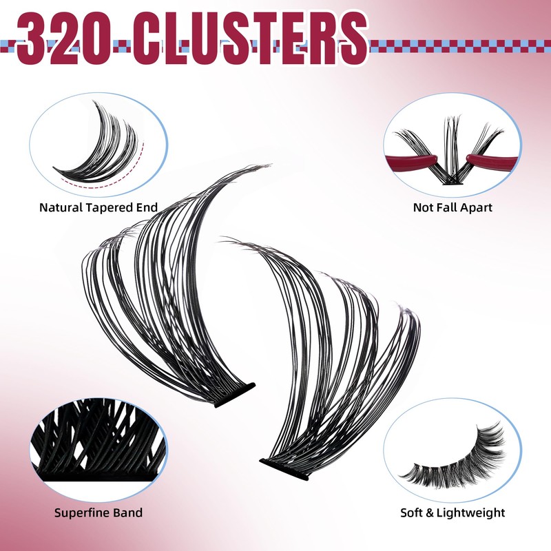 Mayhug Eyelash Extensions, 30 + 40D Individual Eyelashes, 320 Pieces,