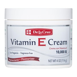 De La Cruz Vitamin E Cream FRAGRANCE FREE Moisturizer for Face and Neck - Moisturizing Skin Care for All Skin Types - Made in USA, 4 oz.