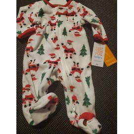 Carter's NWT Carter’s Just One You My 1st Christmas Footed Sleeper Fleece  Pajamas NB