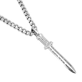 Spirit & Truth Makhaira Sword Stainless Steel Necklace Armor of God on Upgrade High Polished Curb Chain (24")…
