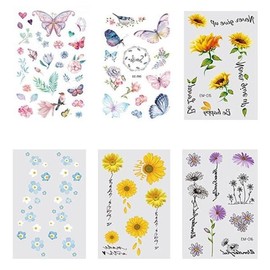 Flower Butterfly Tattoo Henna Tattoo Sticker 2+1 Mini Giveaway - RM-M2 / 꽃 나비 문신 헤나 타투 스티커 2+1 미니 증정 - RM-M2