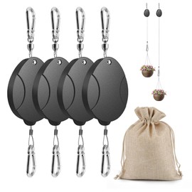 Histely 2025 Upgraded Retractable Plant Hanger 4PCS - Heavy Duty Plant Pulleys for Hanging Plants, Outdoor Adjustable Hooks, Durable Plant Pulley for Garden Baskets Pots,Birds Feeder