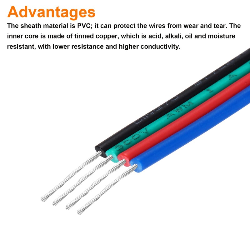 sourcing map 26 Gauge 4 Conductor Electrical Wire Tinned Copper