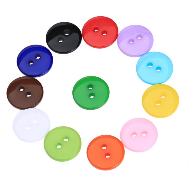 100 Pcs Colorful Buttons for Crafts, Round Shape, Double Hole