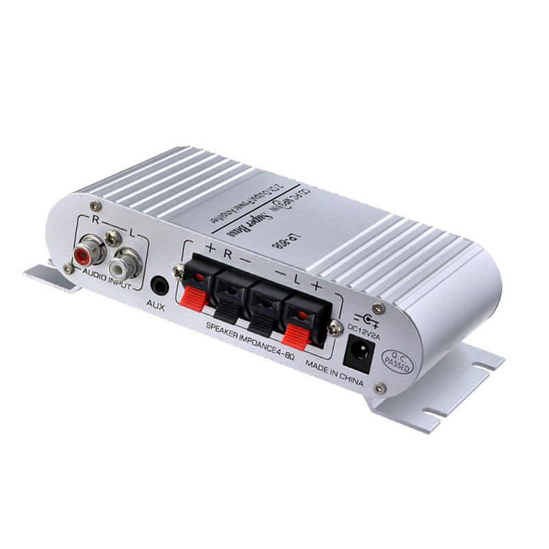 Car Power Amplifier Digital Stereo Audio Amp Treble Bass Volume