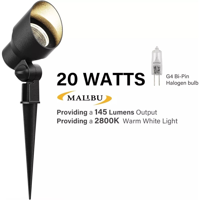 Malibu 9604 20W Landscape Lights Outdoor Floodlight Weatherproof Metal -
