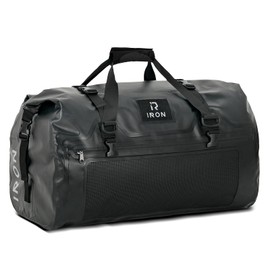 IRON JIA'S Motorcycle Dry Bag - Waterproof Duffle & Luggage Tail Bag Saddle Bags with Roll Top Closure, Shoulder Straps, Inner Pocket and Mesh Pocket (Black, 70L)