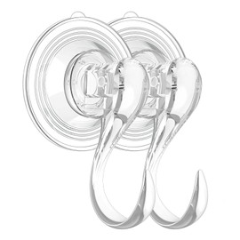 DOIOWN Suction Cup Hook, Strong Transparent Vacuum Hook, Strong Suction Wall Hook, Wall Hook, Kitchen Hook, Reusable, Won't Damage Walls, High Load Capacity, Entryway, Bathroom, Bathroom Hook, Storage
